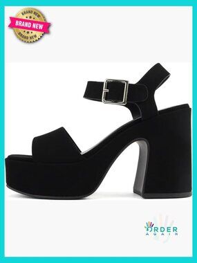 Women Open Toe Ankle Strap Platform Chunky High Heeled Sandal